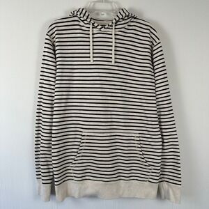 Saturdays NYC Striped Hoodie‎ Mens L Black White Cotton Pullover Casual Nautical